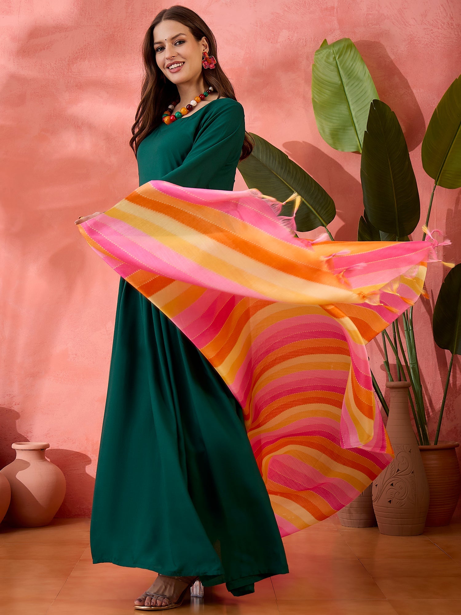 InWeave Green Sweetheart Kurta With Dupatta - Distacart