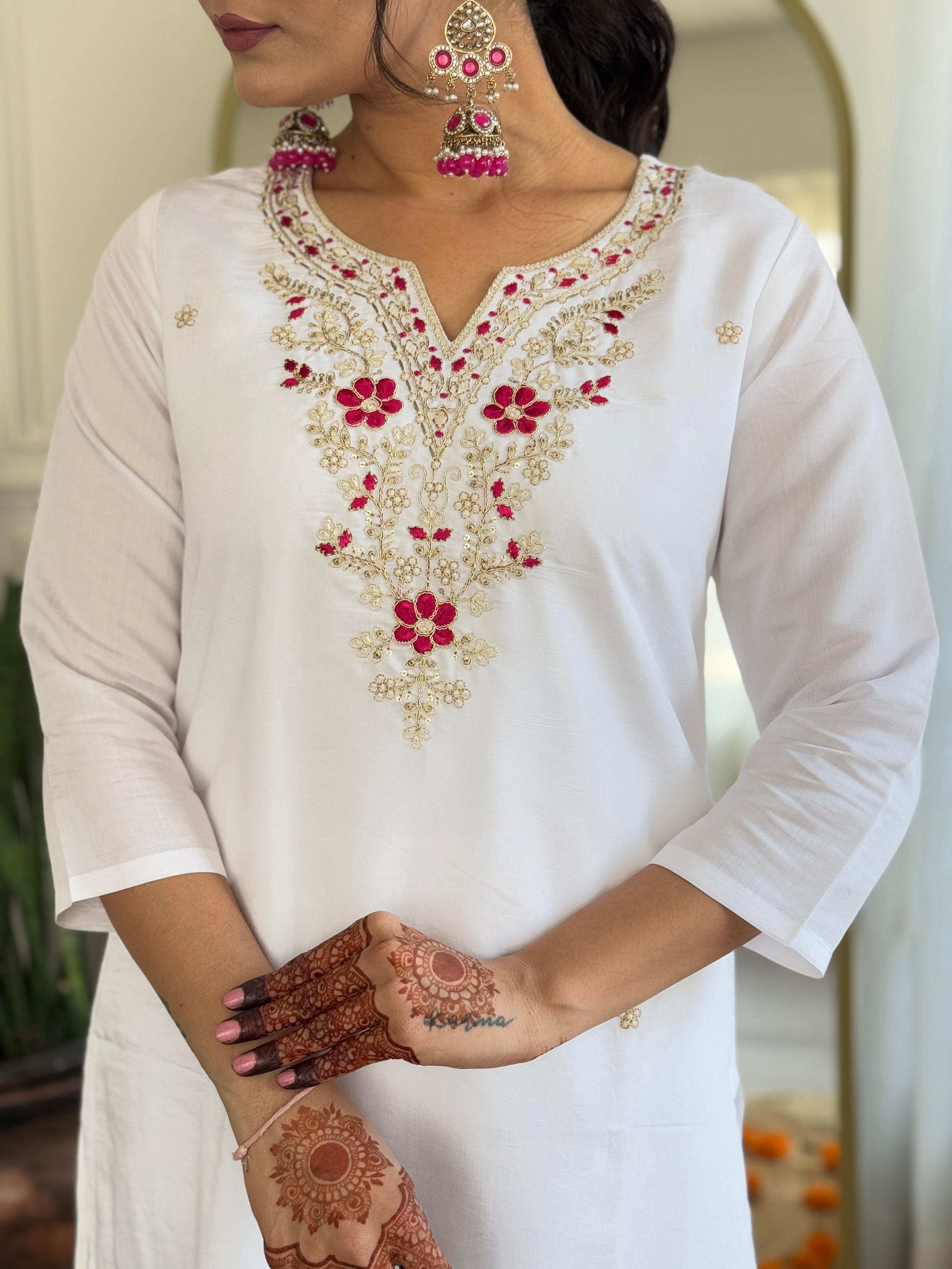 The52 Embroidered BSY Viscose Fabric Straight Kurta, Pant and Dupatta Set