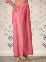 Thumbnail for Ode by House of Pataudi Floral Embroidered Regular Thread Work Kurta with Trousers - Distacart