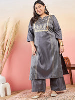 Thumbnail for Sztori Ethnic Motifs Printed Notched Neck Straight Kurta With Palazzo - Distacart