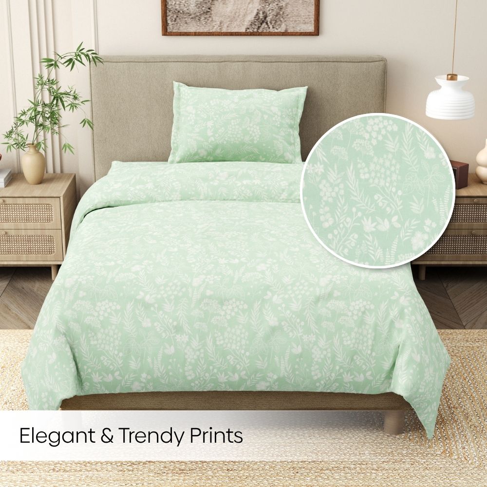 Haus & Kinder Silver Meadow Bloom Single Flat Size Bedsheet, 186 TC - Dista