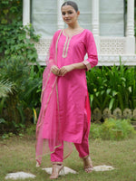 Thumbnail for Indo Era Women Embroidered Regular Kurta with Trousers & With Dupatta