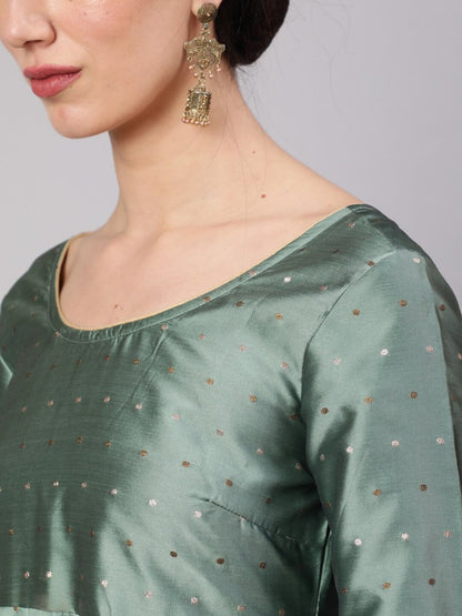 Aks Woven Design Silk Anarkali Kurta - Distacart