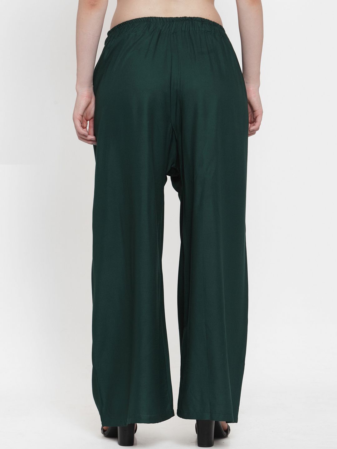 TAG 7 Women Green Solid Flared Palazzos