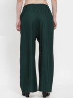 Thumbnail for TAG 7 Women Green Solid Flared Palazzos