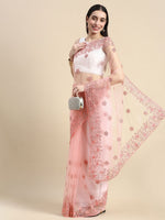 Thumbnail for kasee Floral Embroidered Net Saree - Distacart