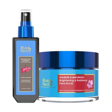 Blue Nectar Hair Tonic + Kumkumadi Scrub Combo - Distacart