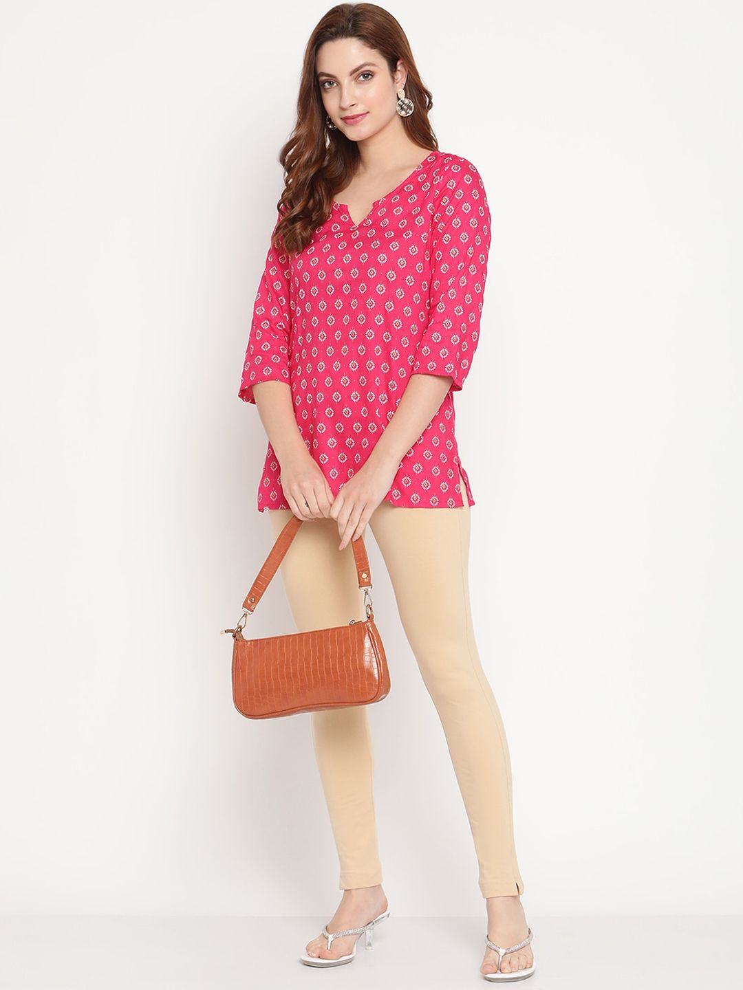 TAG 7 Women Pack of 2 Beige & Brown Solid Kurti Pants - Distacart