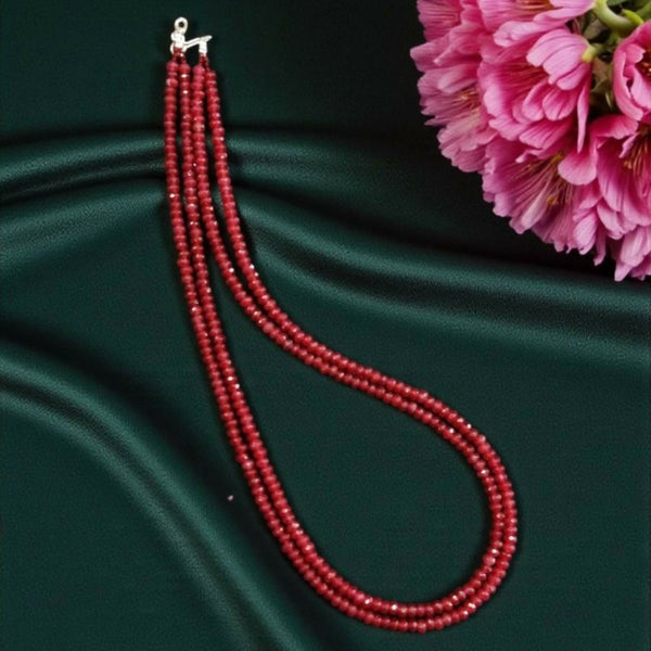 Joban Fashion Women Red 2 Layer Agate Necklace, Silver Finish - Distacart