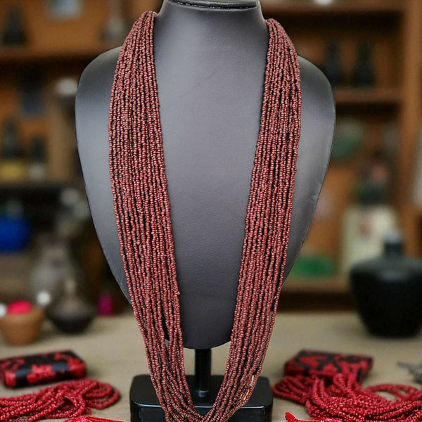 Inhanns Rangsaaz 20-Layer Luxe Long Beaded Only Necklace - Cofee Brown Only Necklace - Distacart
