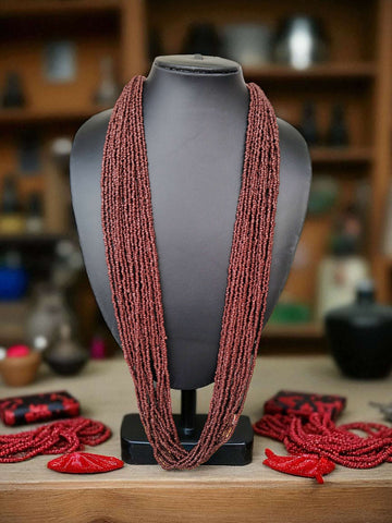 Inhanns Rangsaaz 20-Layer Luxe Long Beaded Only Necklace - Cofee Brown Only Necklace - Distacart