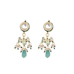 Thumbnail for Nuyug 22K Gold Plated Pearl Empress Flora Green Stone Drops Necklace Set