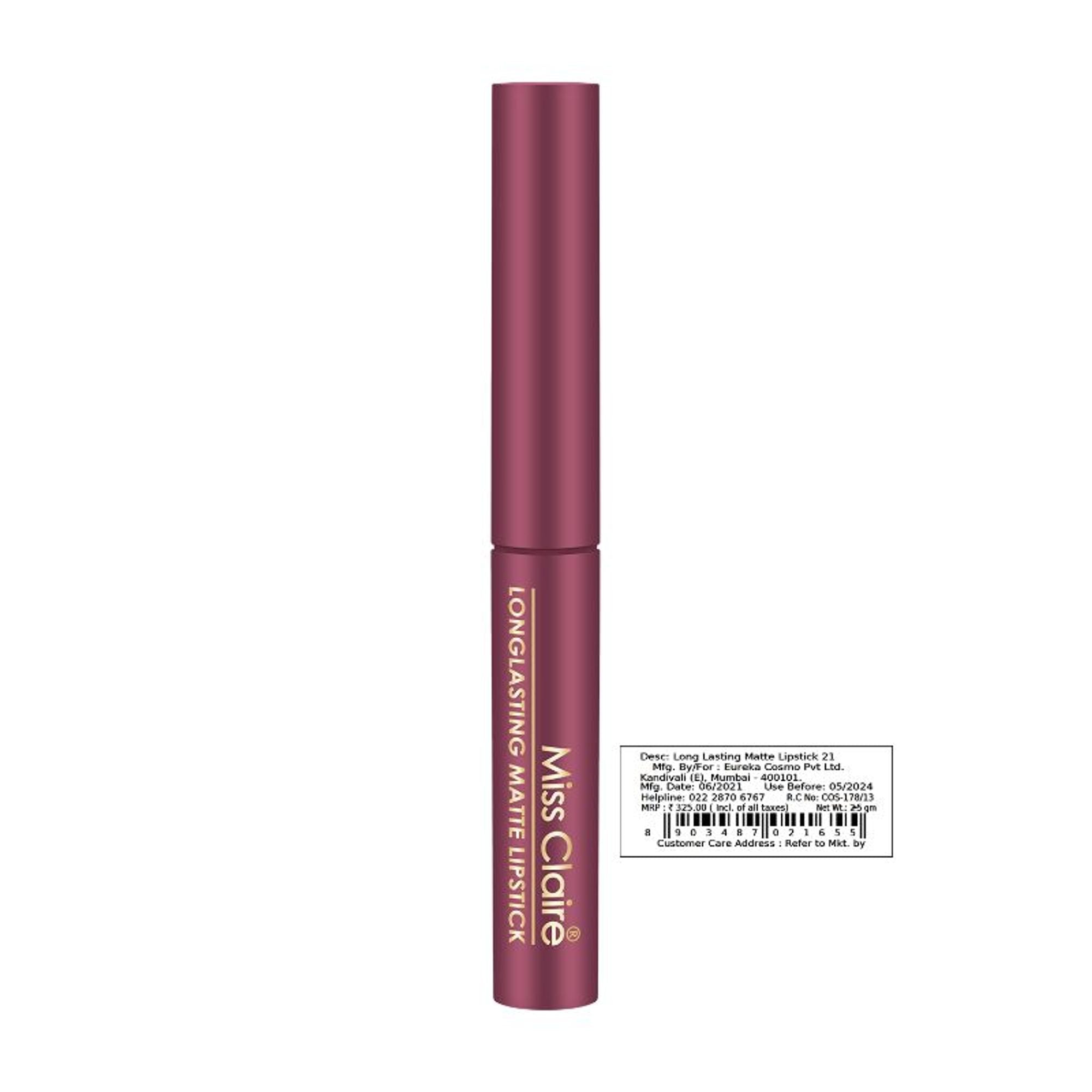Miss Claire Long Lasting Matte Lipstick - 21 Sherbet Pink