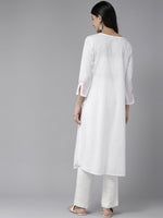 Thumbnail for ADA Ethnic Motifs Embroidered Chikankari Cotton Kurta - Distacart