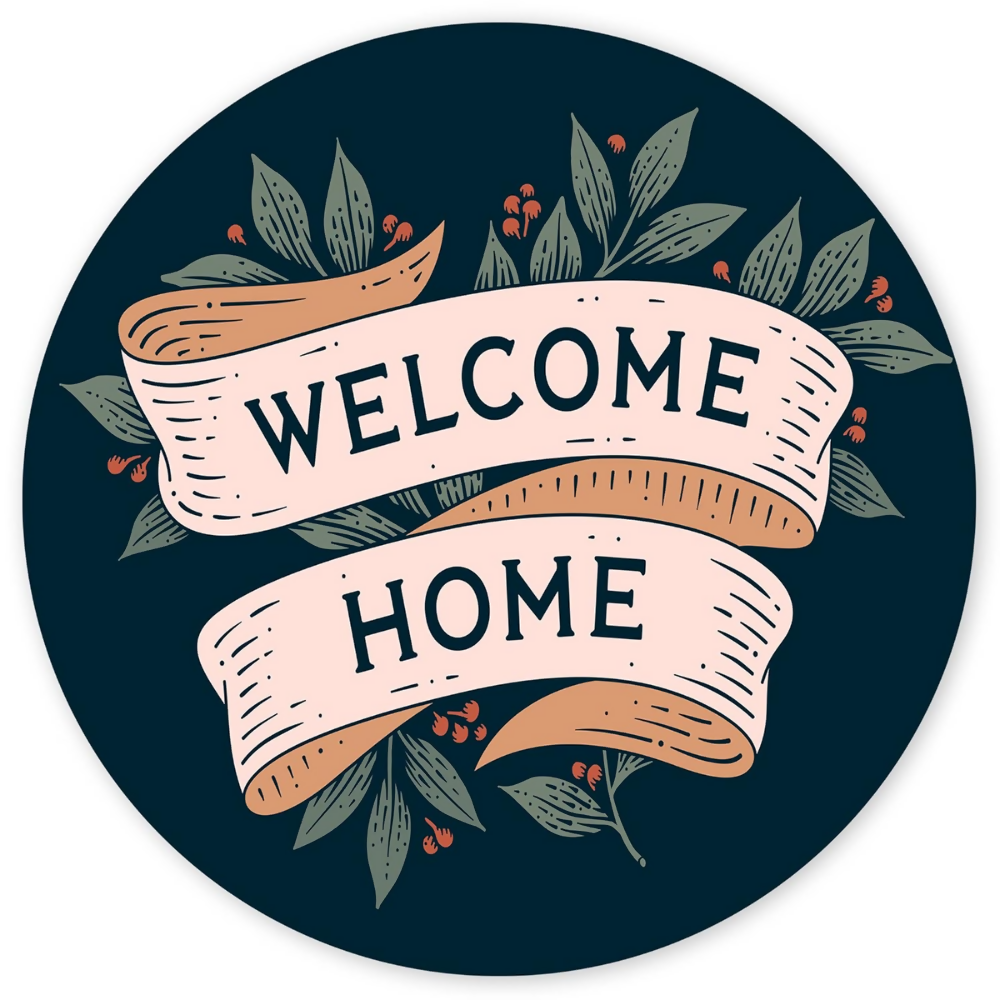 Artvibes Welcome Home Round Wood Design Artworks Hangings Ornaments - Dista