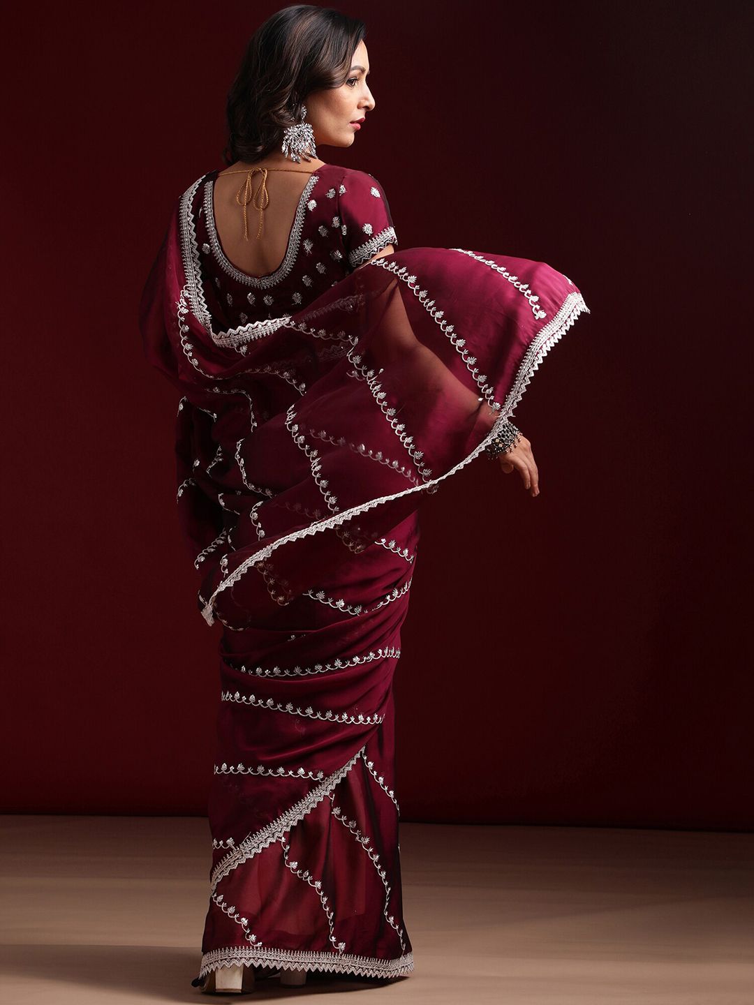 kasee Floral Embroidered Pure Silk Saree - Distacart