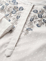 Thumbnail for All About You Women Grey Bell Sleeves Yoke Design Thread Work Dobby Kurta - Distacart