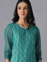 Thumbnail for AURELIA Green & meadowbrook Ethnic Motifs A-Line Midi Dress
