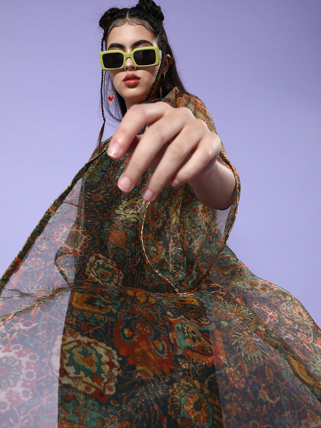 InWeave Multi Color Organza Cape - Distacart