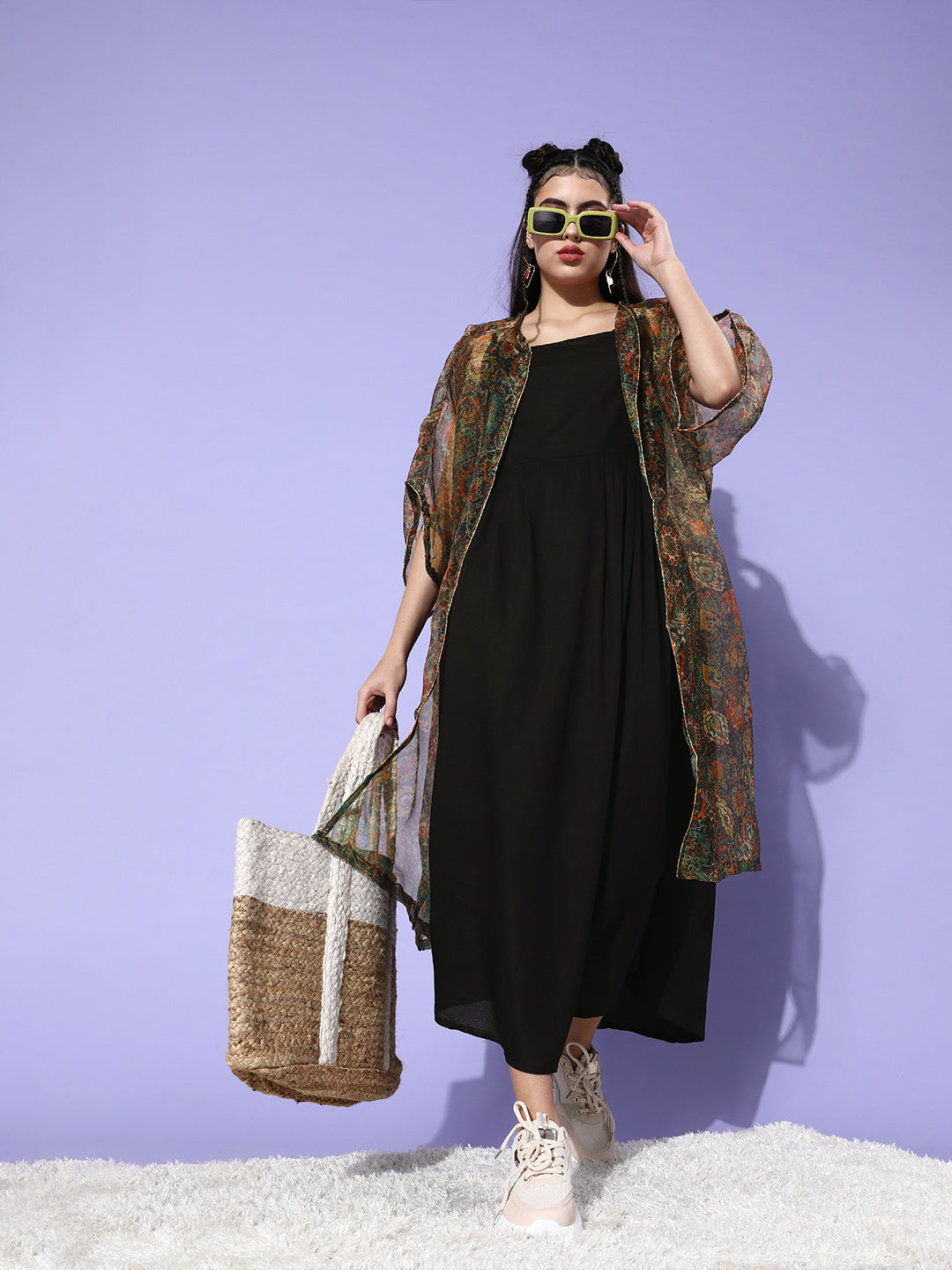 InWeave Multi Color Organza Cape - Distacart