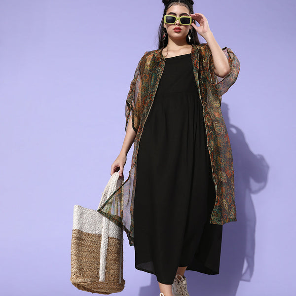 InWeave Multi Color Organza Cape - Distacart