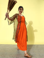 Thumbnail for InWeave Orange - Multi Printed Organza Cape Set