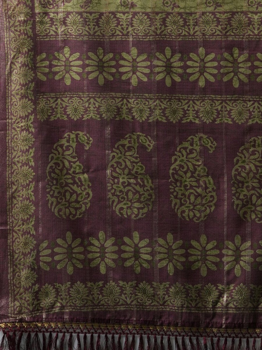 Anouk Green & Brown Ethnic Motifs Printed Kota Saree - Distacart