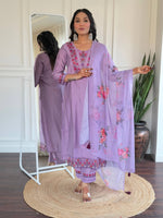 Thumbnail for The52 Beautiful Women's Thread work Viscose Fabric Straight Kurta, Pant and Dupatta Set