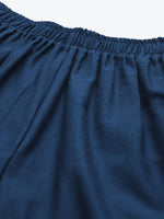 Thumbnail for TAG 7 Women Navy Blue Hem Design Straight Palazzos - Distacart