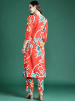 Thumbnail for Indo Era Floral Printed Regular Pure Cotton Kurta with Trousers