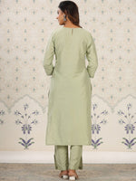 Thumbnail for Ode by House of Pataudi Ethnic Motifs Embroidered Regular Kurta with Trousers & Dupatta - Distacart