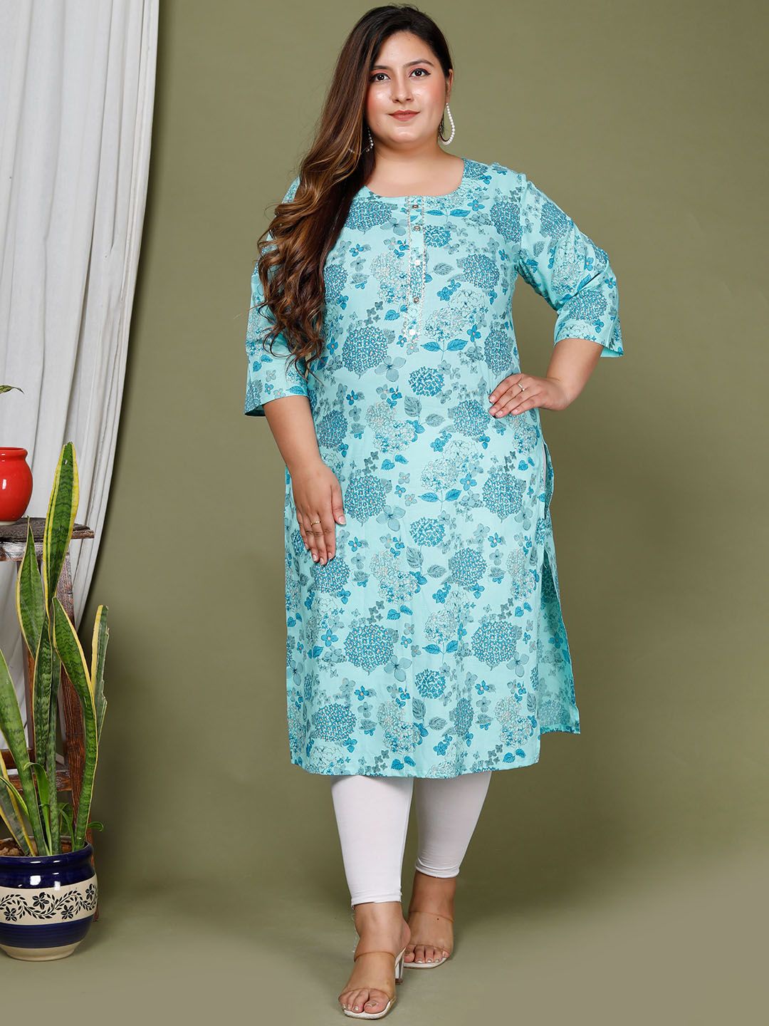 Swasti Floral Printed Gotta Patti Pure Cotton Kurta - Distacart