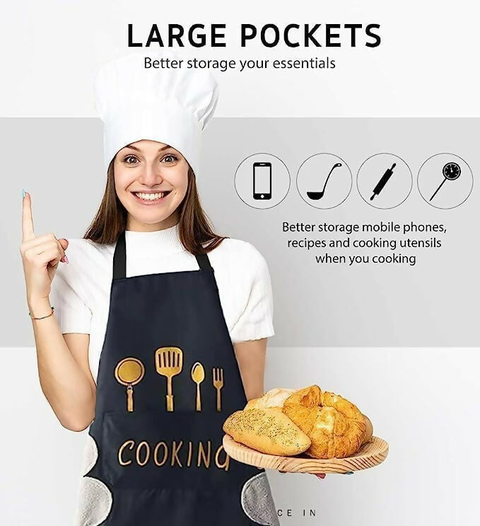 Klimet Waterproof Kitchen Apron For Women-Black - Dista