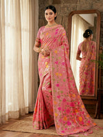 Thumbnail for Shree Shyam Fashion Pink Linen Cotton Saree - Distacart