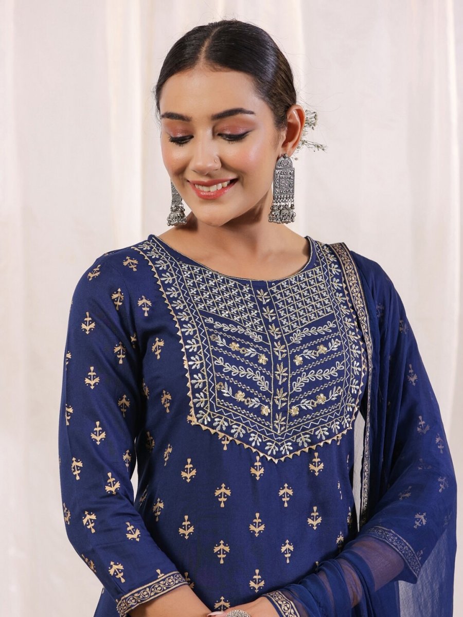 Anubhutee Ethnic Motifs Embroidered Regular Gotta Patti Kurta With Trousers & Dupatta - Distacart