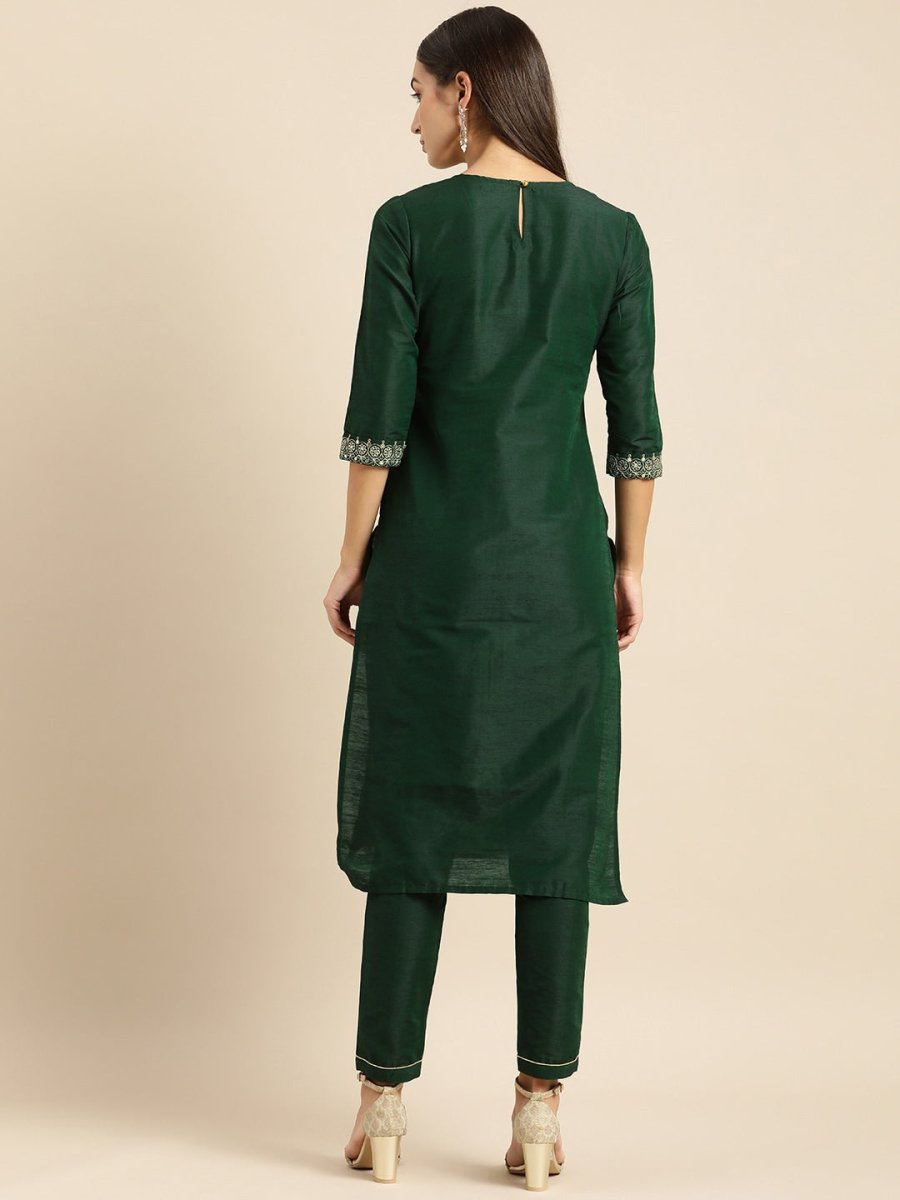 All About You Women Green Kurta with Trousers - Distacart