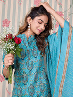 Thumbnail for Ode by House of Pataudi Floral Printed Regular Pure Cotton Kurta with Trousers & Dupatta - Distacart