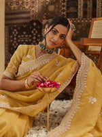Thumbnail for kasee Floral Phulkari Silk Blend Saree - Distacart