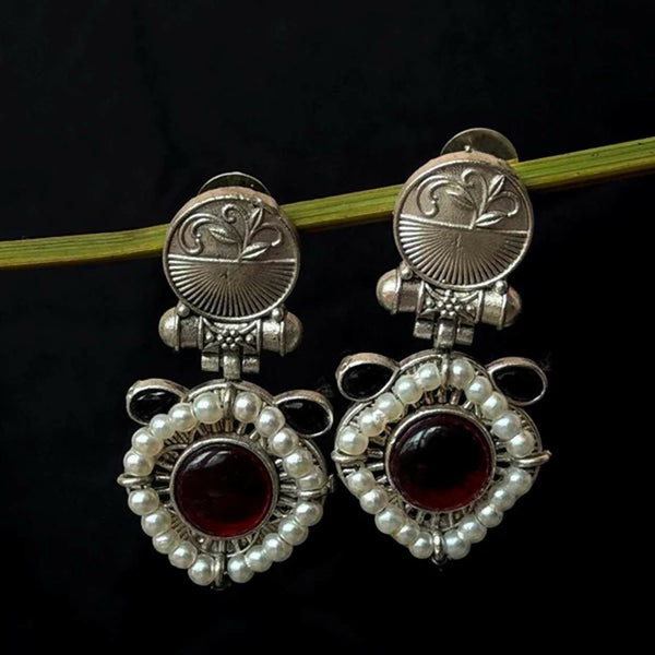 Joban Fashion Women Black Monalisa Stone Beaded Silver Replica Earring - Distacart