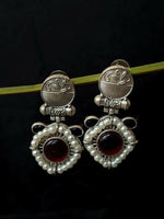 Thumbnail for Joban Fashion Women Black Monalisa Stone Beaded Silver Replica Earring - Distacart