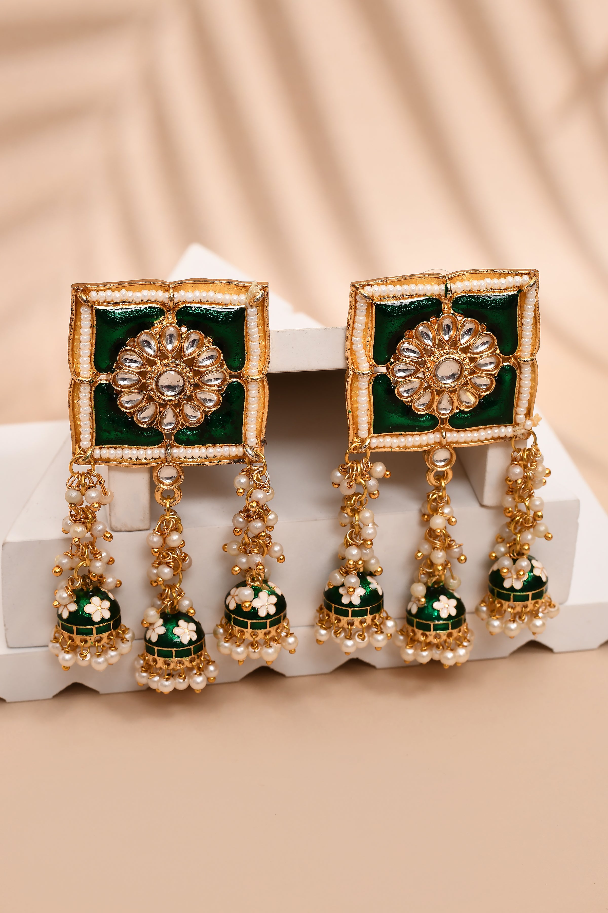 New Stylish Meenakari Dark Green Jhumki Earring for Womens by House of Ree - Distacart