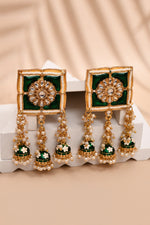 Thumbnail for New Stylish Meenakari Dark Green Jhumki Earring for Womens by House of Ree - Distacart