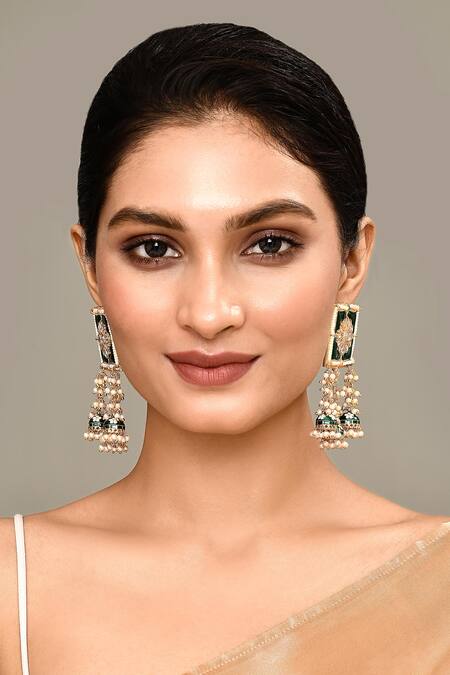 New Stylish Meenakari Dark Green Jhumki Earring for Womens by House of Ree - Distacart