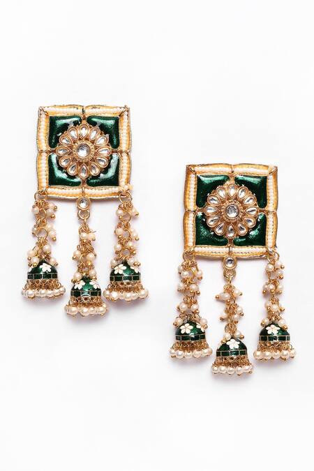 New Stylish Meenakari Dark Green Jhumki Earring for Womens by House of Ree - Distacart