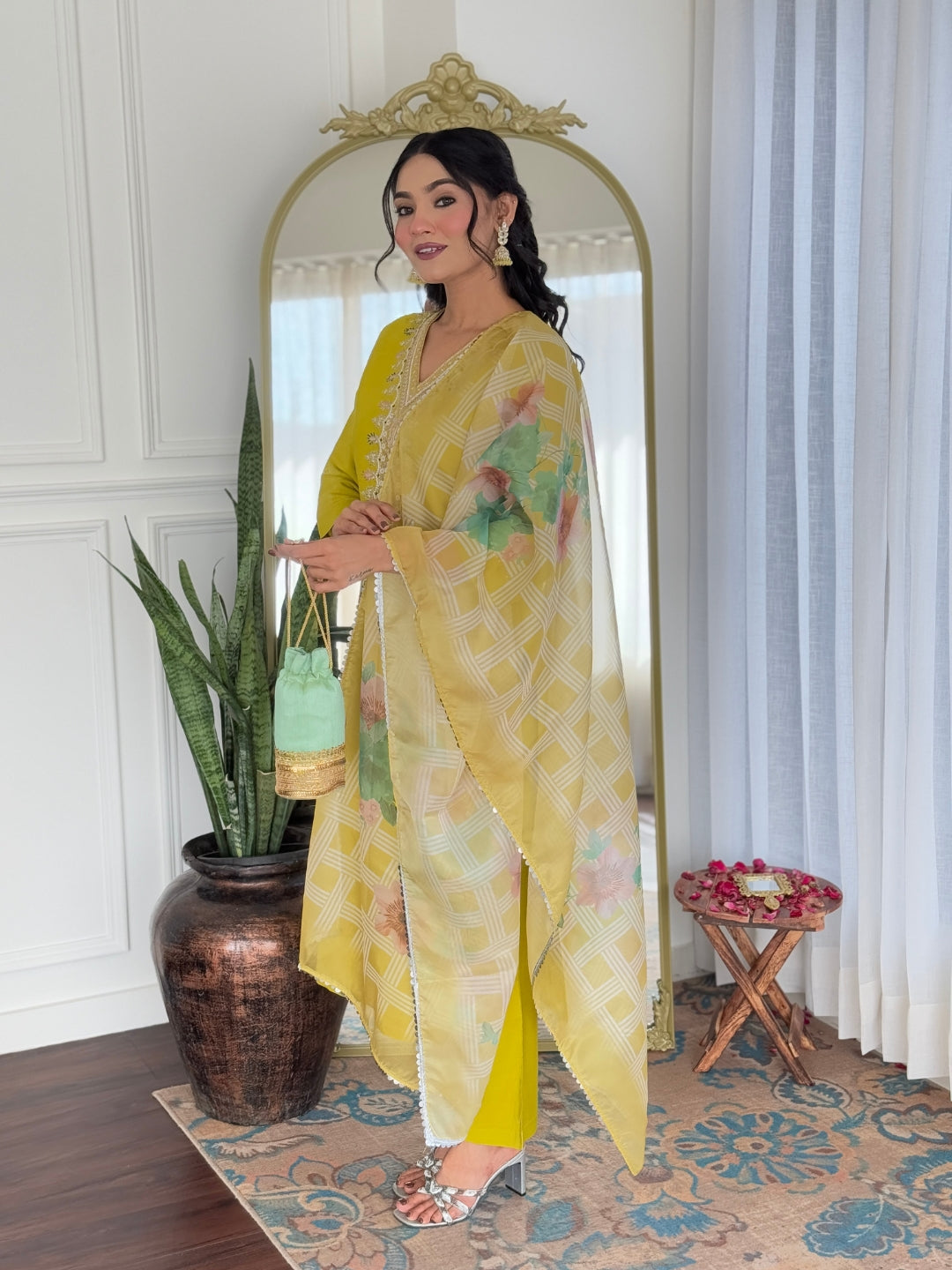 The52 Beautiful Embroidery Work with Viscose Fabric Straight Kurta, Pant and Dupatta Set