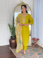 Thumbnail for The52 Beautiful Embroidery Work with Viscose Fabric Straight Kurta, Pant and Dupatta Set