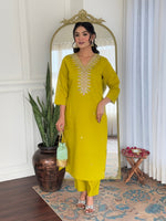 Thumbnail for The52 Beautiful Embroidery Work with Viscose Fabric Straight Kurta, Pant and Dupatta Set