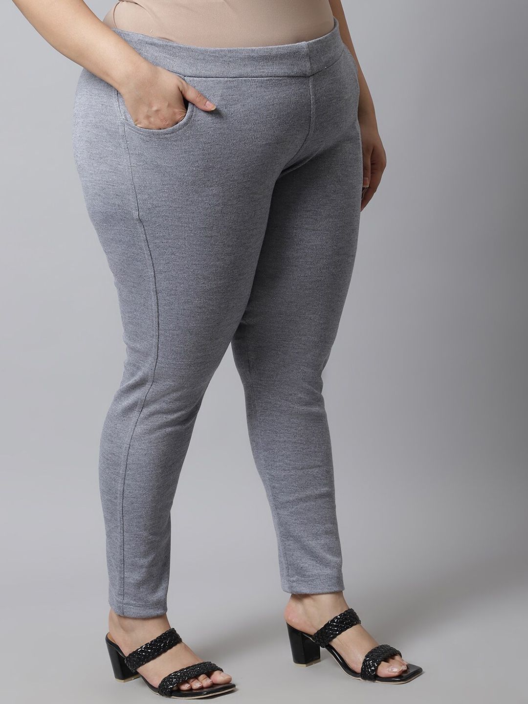 TAG 7 Women Grey Plus size Solid Ankle-Length Leggings - Distacart