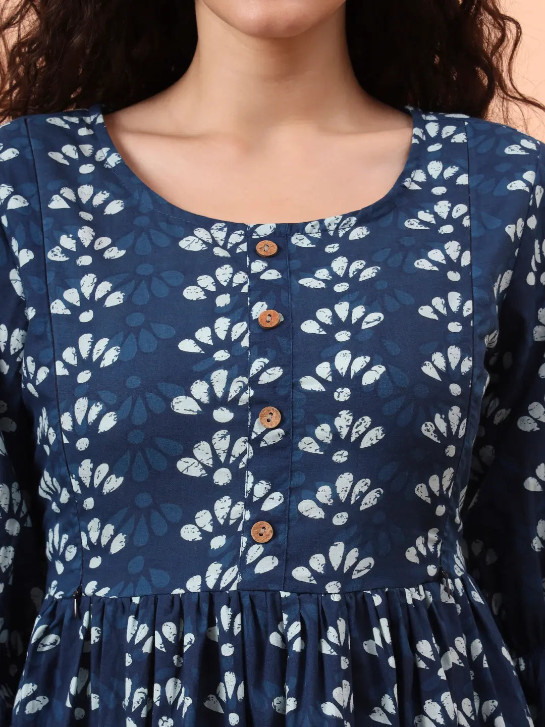 Yufta Blue Cotton Maternity Kurta Pant Set