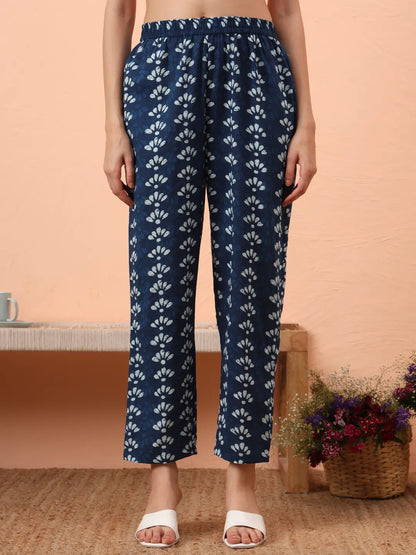 Yufta Blue Cotton Maternity Kurta Pant Set - Distacart